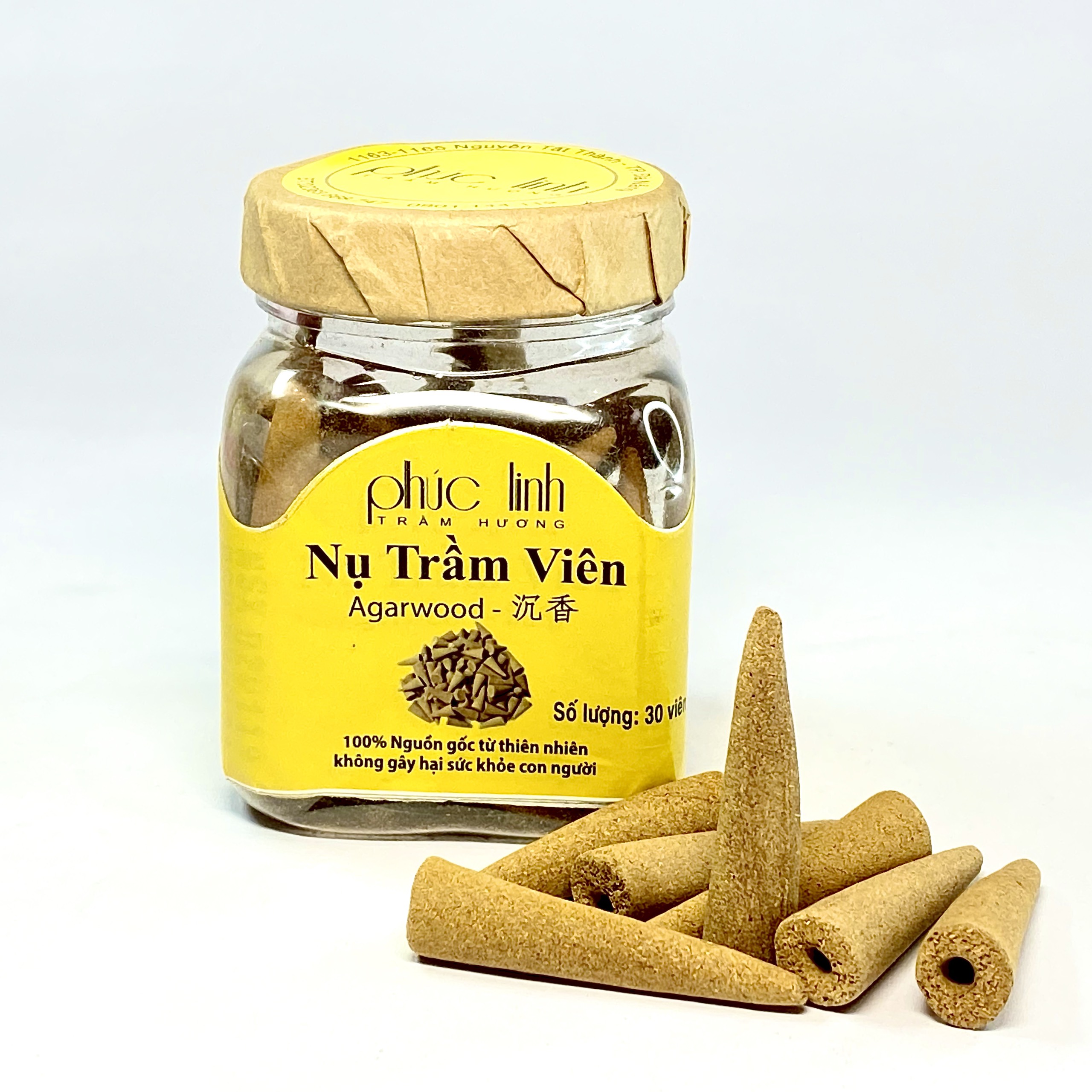 Nụ Trầm Hương Tháp Trầm Viên Đạn - Loại Đặc Biệt-30 viên-Trầm Hương Phúc Linh-Trầm Hương Nguyên Chất, Cam Kết Không Hương Liệu và Hóa Chất