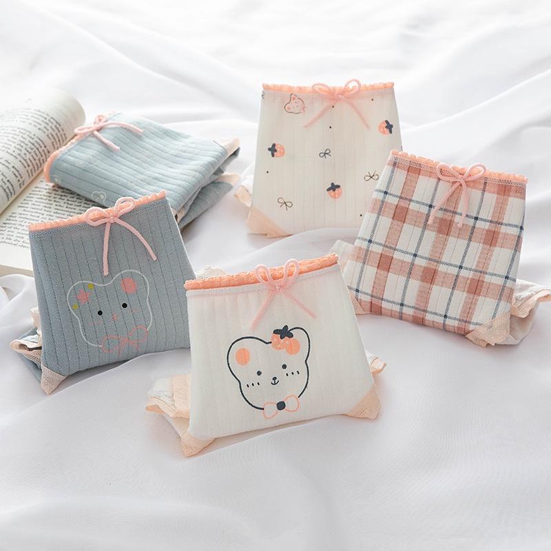 Quần Lót Nữ Cotton Kháng Khuẩn Hình Gấu_Dâu Ngang Eo . Hàng Loại Đẹp.