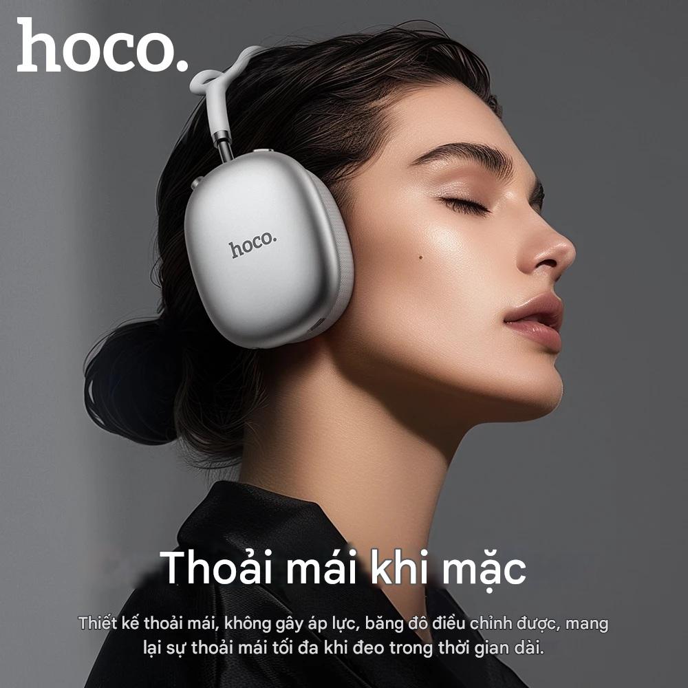 Tai nghe chụp tai Bluetooth V5.4 Hoco W55 phiên bản 90h có mic đàm thoại hỗ trợ khe cắm thẻ nhớ,cổng AUX, nghe nhạc (màu đen) - Hàng chính hãng
