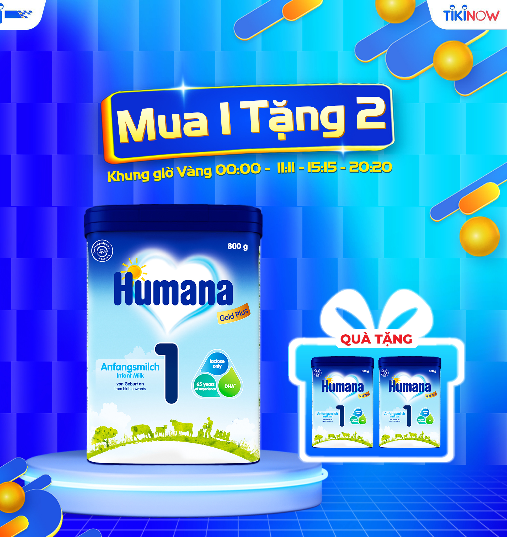 (Mua 3 Tặng 6) (Combo 3 Hộp) Sữa Bột Công Thức Dành Cho Trẻ Từ 0 Đến 6 Tháng Tuổi Humana Gold Plus 1 800g - Nhập Khẩu Từ Đức - Date 01/03/2024 - (800g x 3)