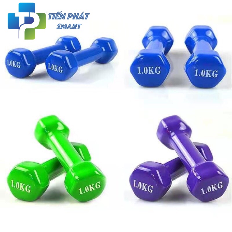 Bộ 2 Tạ Tay 4kg Bọc Cao Su Trơn Lõi Thép Cao Cấp Chính Hãng-Giao Màu Ngẫu Nhiên