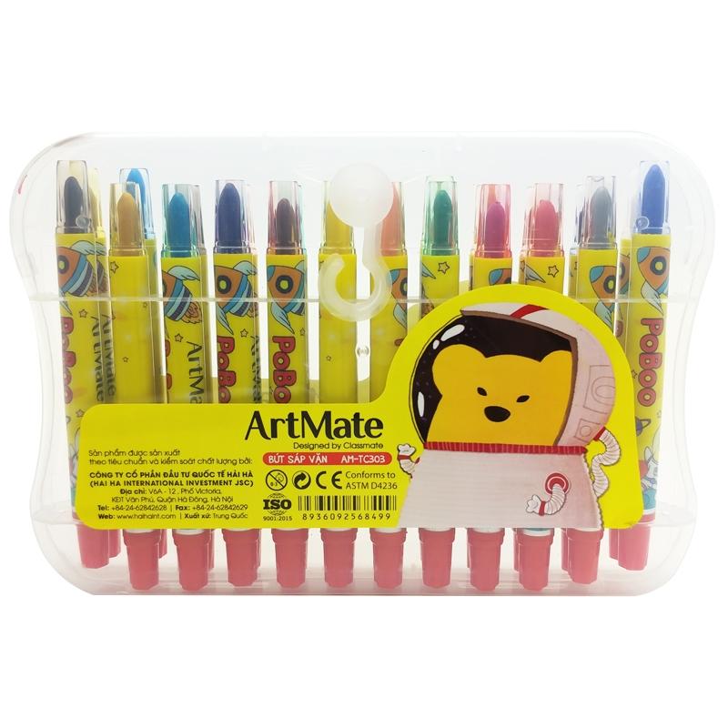 Hộp Bút Sáp Vặn 24 Màu - ArtMate AM-TC303