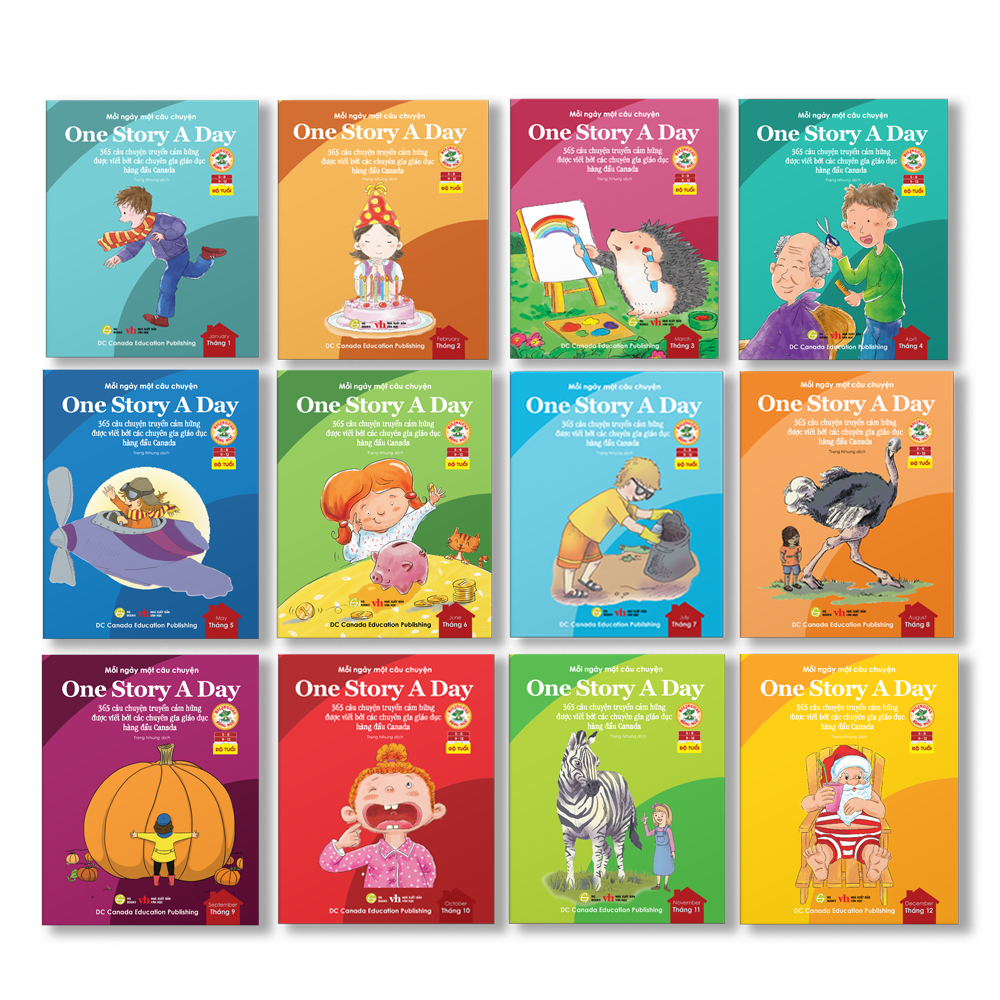 One Story A Day - Sách song ngữ cho bé, 12 cuốn truyện - 365 câu chuyện phát triển trí tuệ và nuôi dưỡng tâm hồn - Tặng kèm file nghe &amp; note từng vựng