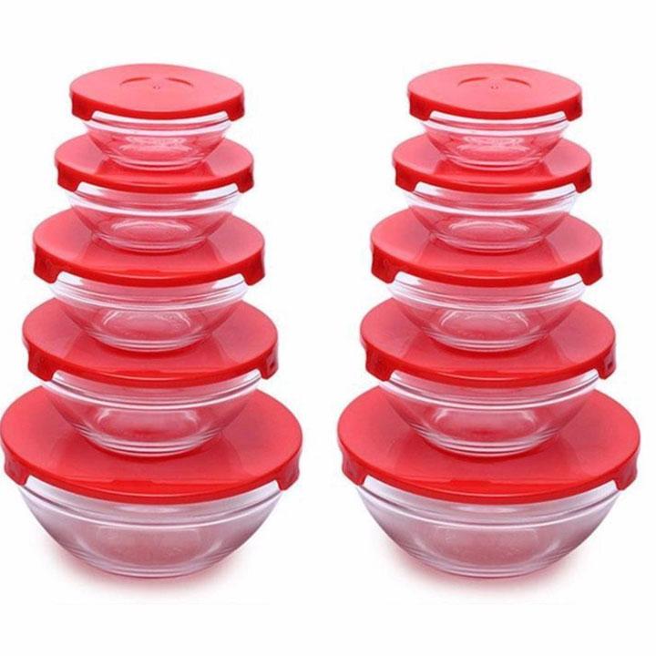 BỘ 5 BÁT THỦY TINH CÓ NẮP - JL