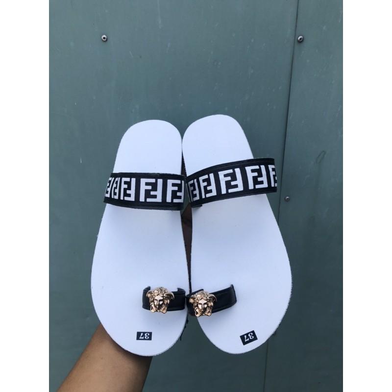 dép sỏ ngón FF nữ sandal đồng nai ( đế trắng quai f trắng không hậu ) size từ 35 nữ đến 40 nữ size ib chọn thêm