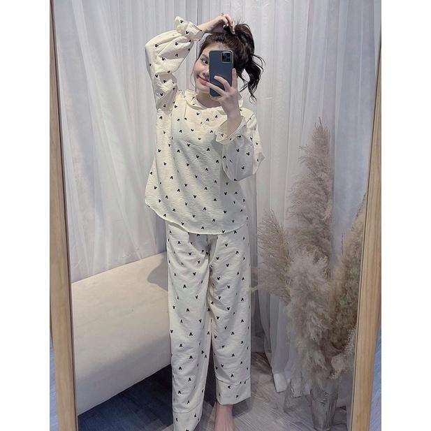 Bộ đồ ngủ nữ bèo dễ thương, bộ đồ pizama có thể mặc như bộ bầu hoặc bộ sau sinh