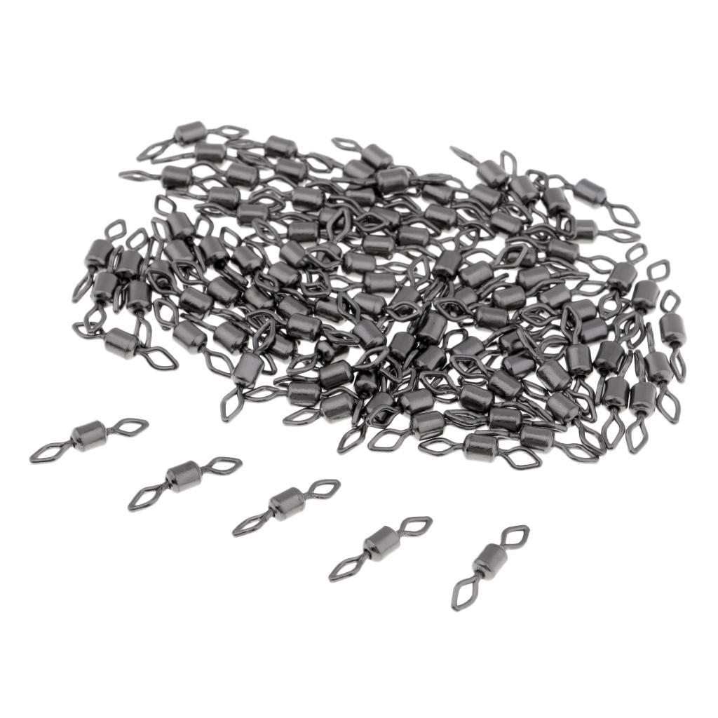 2-6pack 100pcs Fishing Barrel Bearing Rolling Swivel Solid Ring Connector Tackle