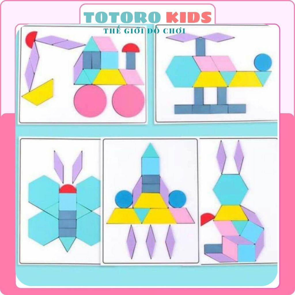 Bộ đồ chơi xếp lắp ráp ghép hình thông minh cho bé bằng gỗ Tangram 180 chi tiết