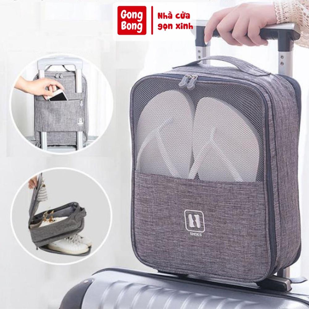 Túi đựng đồ du lịch có khe gài tay kéo vali túi đựng giày dép 3 ngăn chống thấm nước tiện lợi