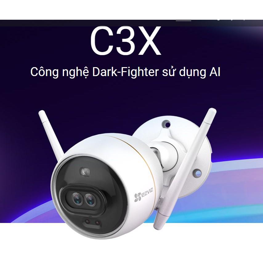 Camera Wifi Ngoài Trời EZVIZ C3X 2M Bản mắt kép Tích hợp AI, đàm thoại 2 chiều, đèn báo động - Hàng Chính hãng