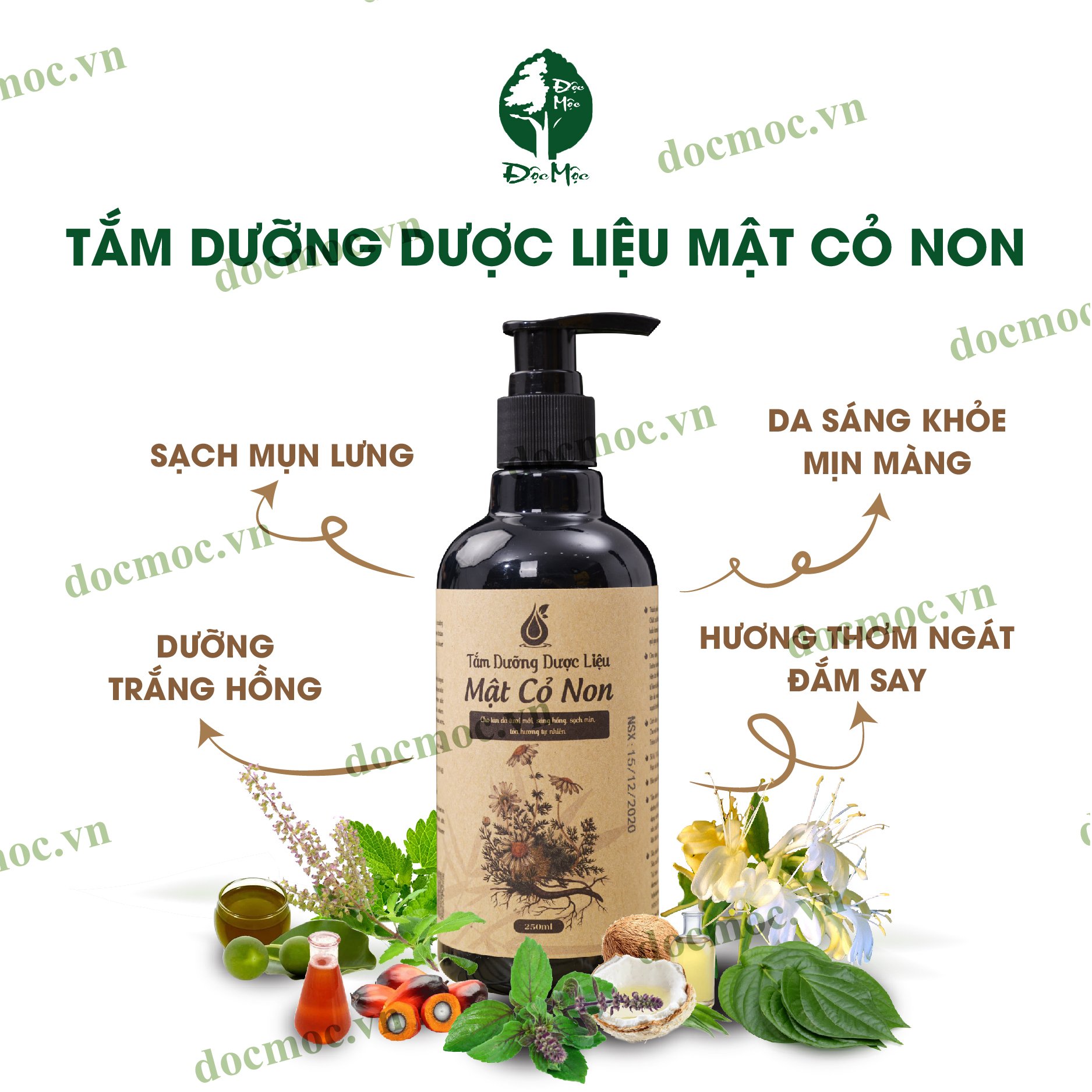 Sữa Tắm Thảo Dược Mật Cỏ Non, Dưỡng Thân - Dưỡng Thể, Sáng Hồng, Sạch Mịn, Tỏa Hương Thơm Ngát 250ml