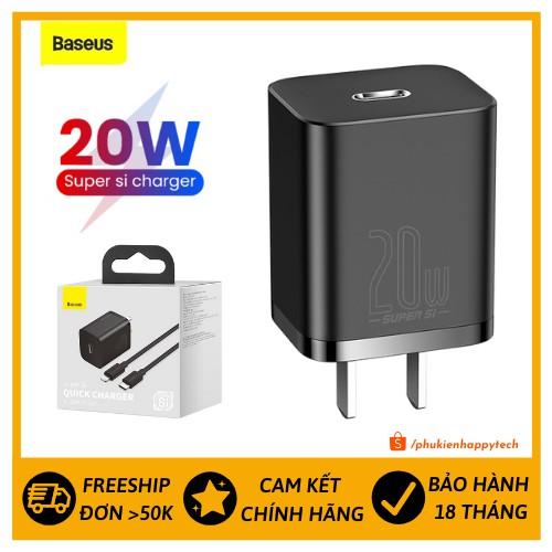 Củ Sạc dành cho Baseus 20W PD Super Si Hỗ Trợ Sạc Nhanh PD3.0 Siêu Nhỏ iPhone 12 -Hàng chính hãng