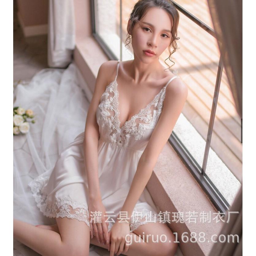 Hình ảnh Váy ngủ Phi lụa tặng quần chip G23 – Váy ngủ quảng châu cao cấp – Váy ngủ sexy – Váy ngủ gợi cảm – Váy ngủ quyến rũ