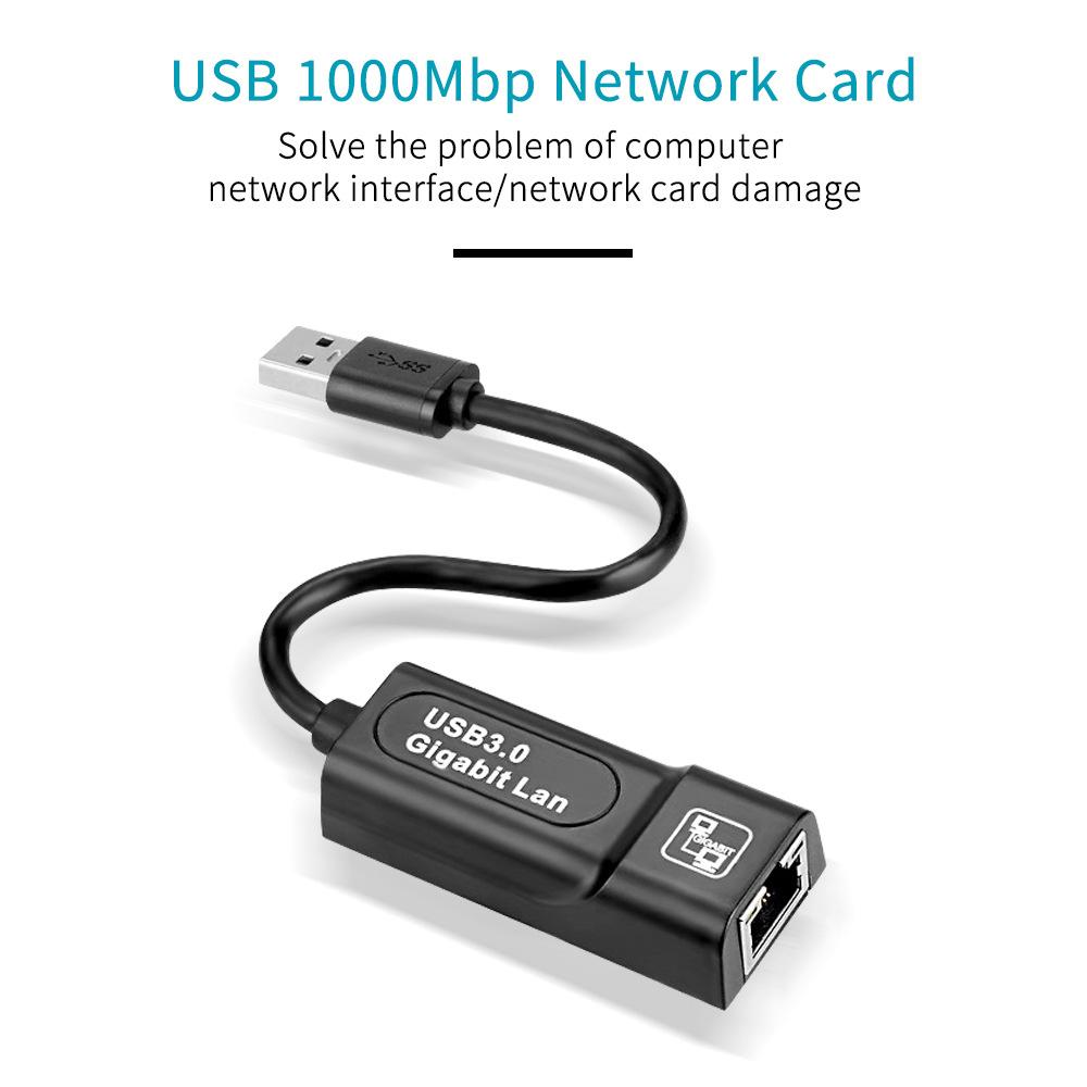Portable Network Card Converter USB3.0 to RJ45 Gigabit Network Card Adapter High-speed Transmission Wide Compatibility