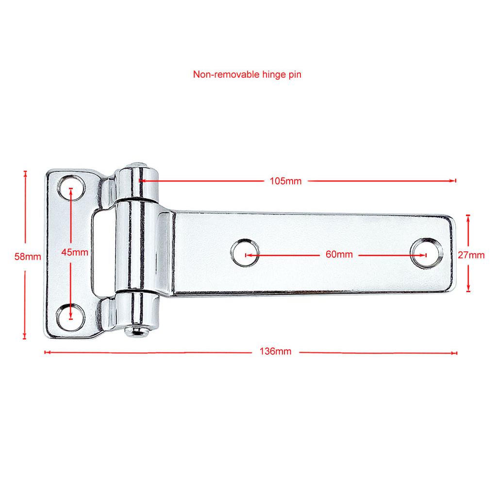 Heavy Duty T Hinge Stainless Steel Hardware for Trailer Truck 136 x 58 mm