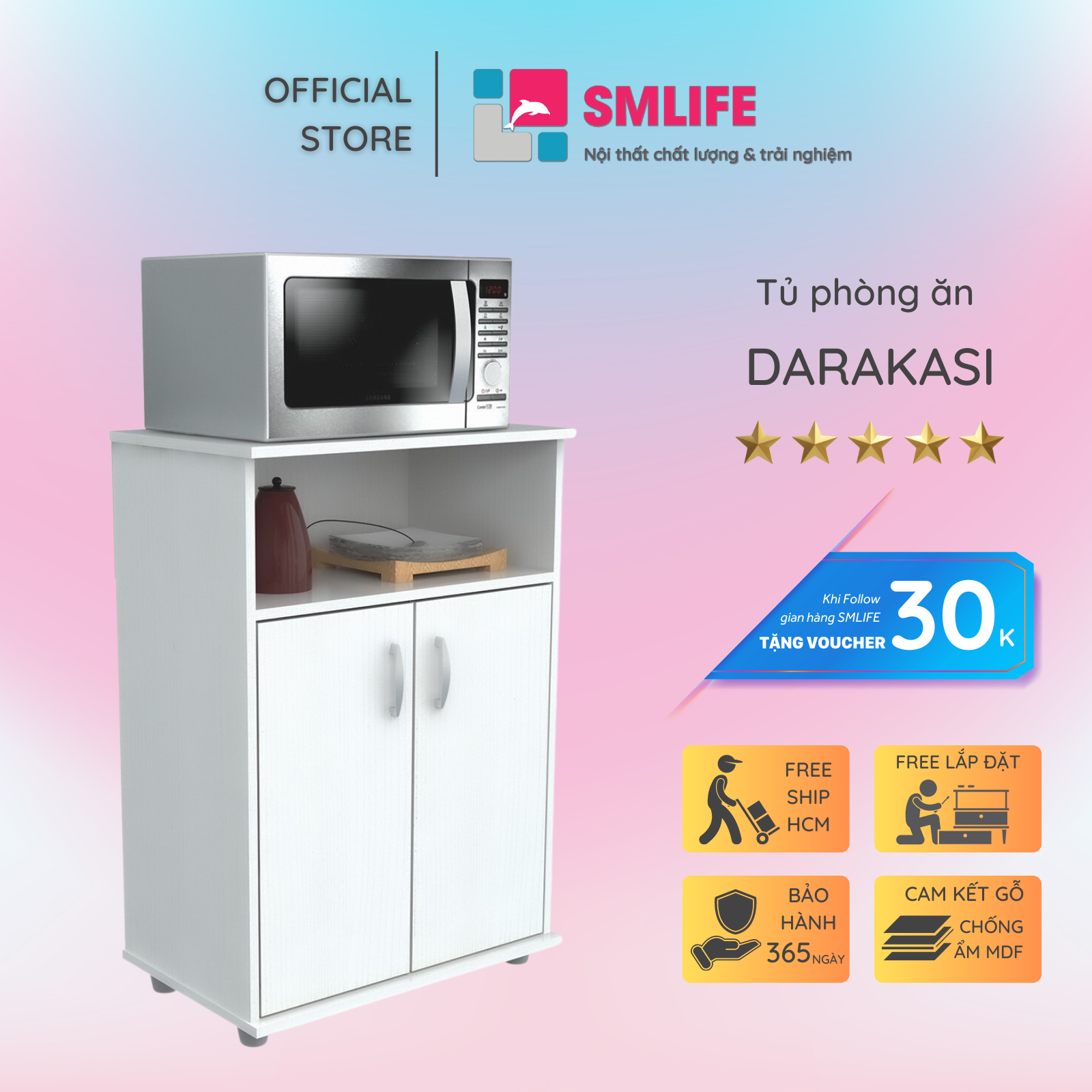 Tủ nhà bếp bằng gỗ công nghiệp thiết kế hiện đại SMLIFE Darakasi