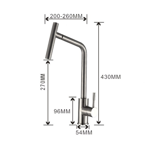 Vòi bếp nóng lạnh cổ vuông đầu xoay 4 phía SUS304 + 2 dây cấp