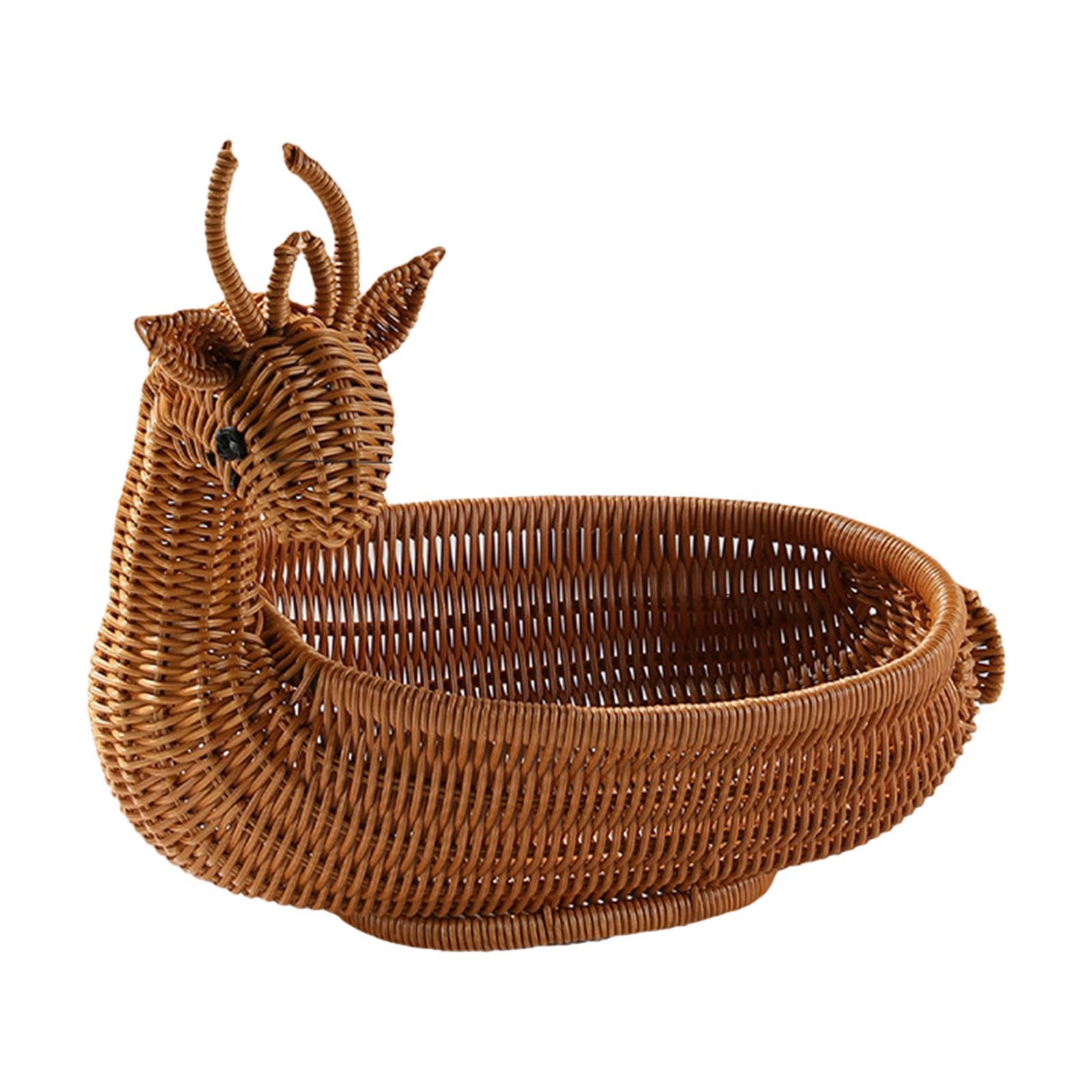 Rattan Fruit Basket Food Serving Basket Kitchen Organizer Snack Serving Bowl