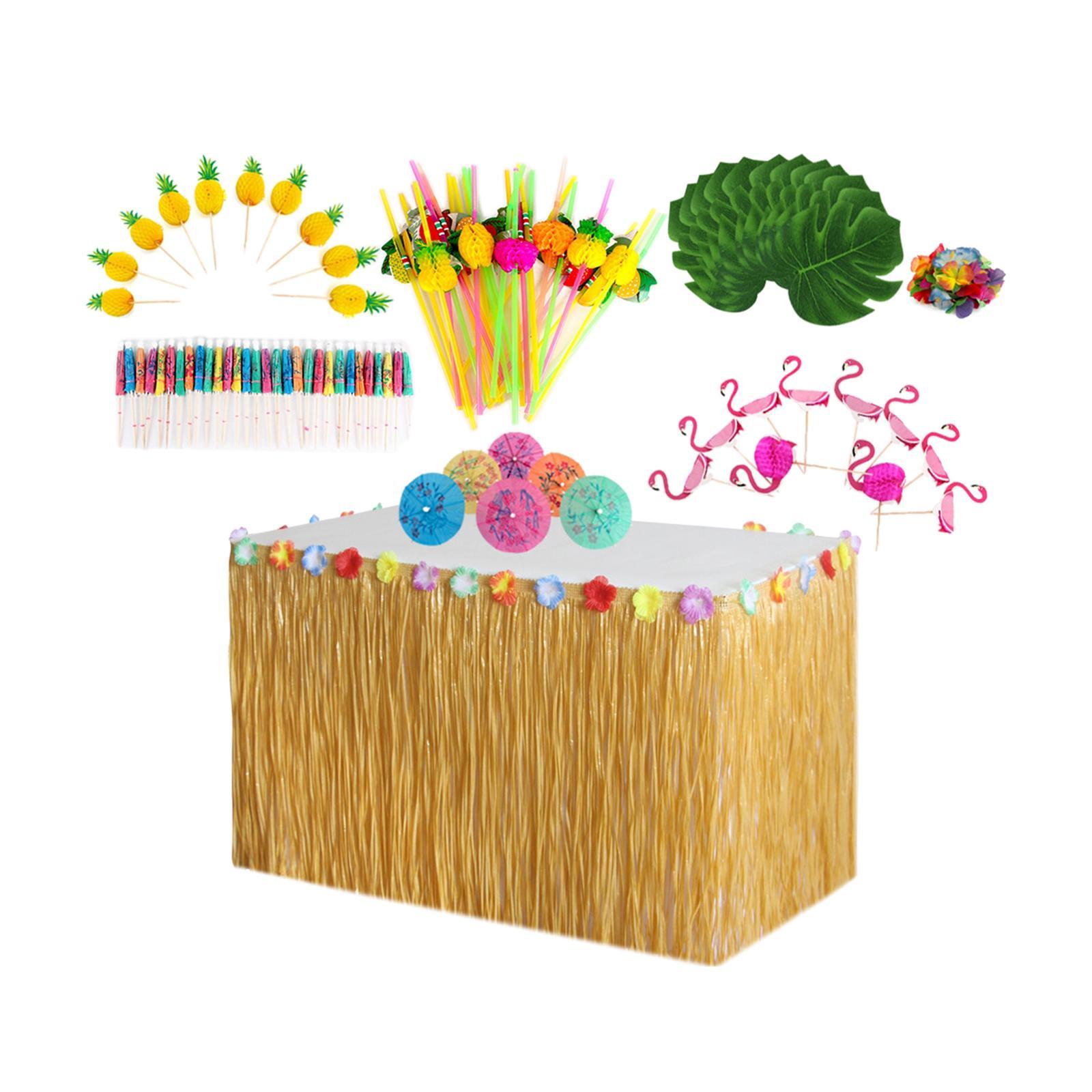 Artifical Grass Table Skirt Decor Tropical Luau Party Decoration for Outdoor