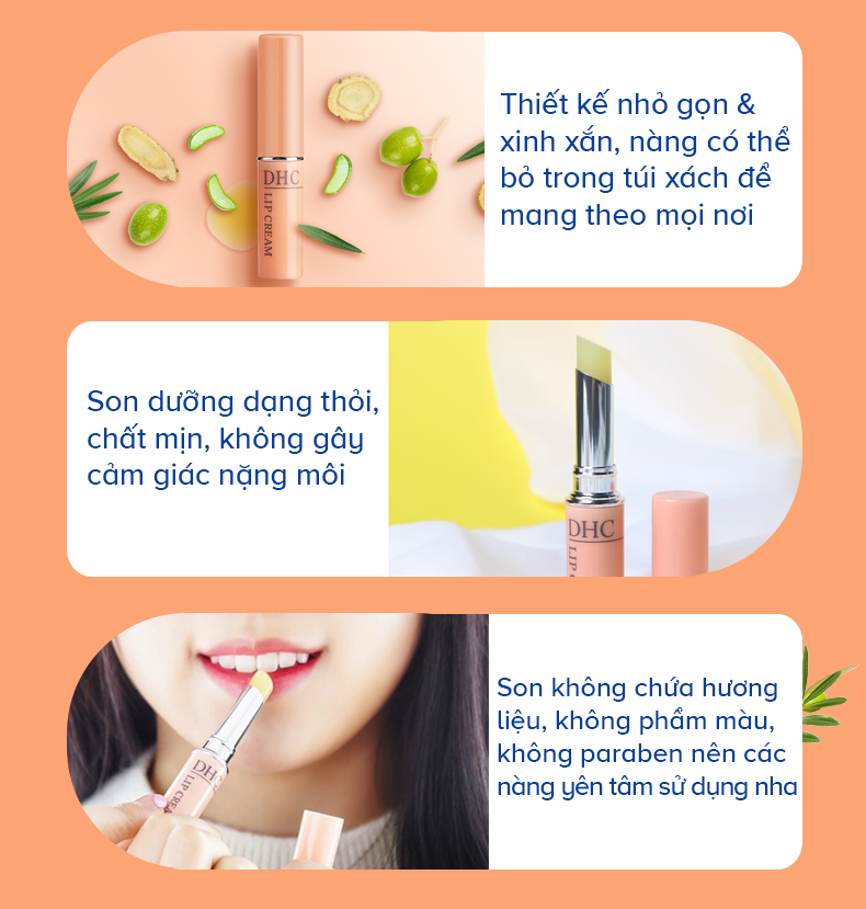 Son dưỡng môi DHC Nhật Bản Lip Cream giữ ẩm môi, giảm thâm và trẻ hóa môi JN-DHC-LIP