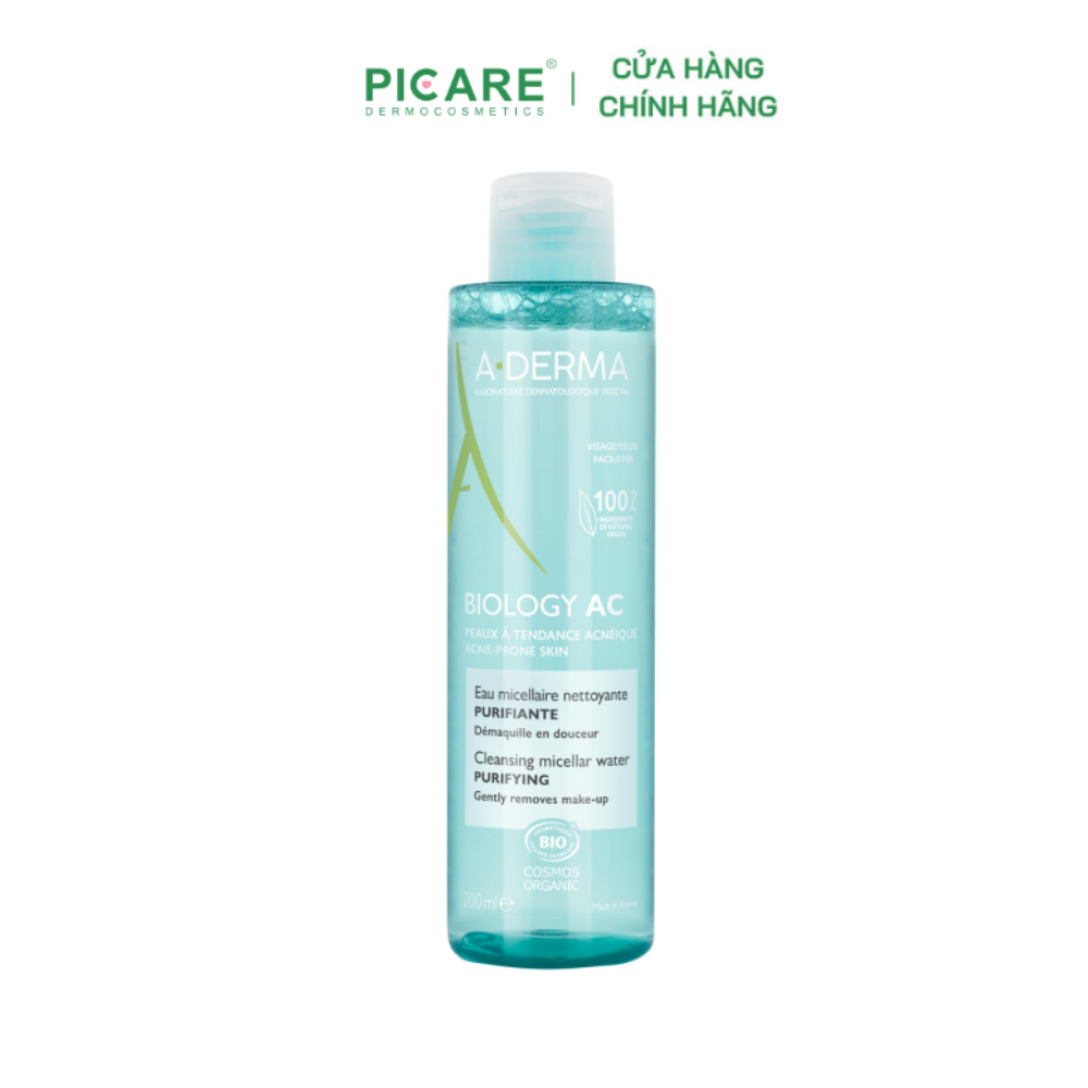 Nước Tẩy Trang Dịu Nhẹ Dành Cho Da Nhờn Mụn A-derma Biology AC Purifying Cleansing Micellar Water 200ml