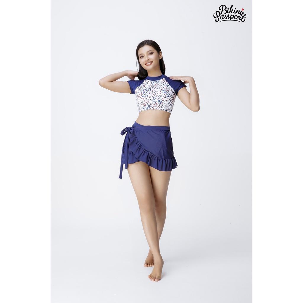 Áo bơi NỮ lẻ BIKINI PASSPORT kiểu Croptop tay ngắn có khoá - Da báo - BS240_LEO