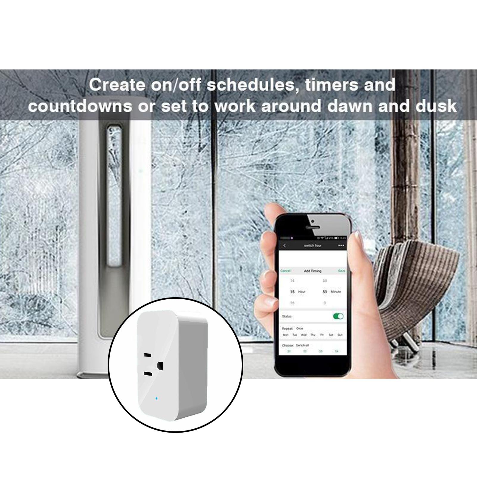 Smart Plug WiFi Outlet Mini Socket Remote Control 2.4GHz Voice Control
