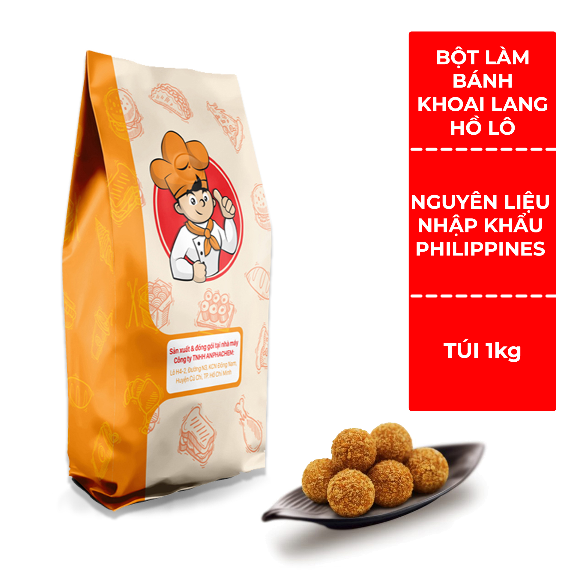 Bột Làm Bánh Khoai Mỡ,Khoai Lang Kén, Khoai lang hồ Lô, Nấu Chè | túi 500G - Pha sẵn nguyên liệu nhập khẩu Thái Lan [Orange Chef]