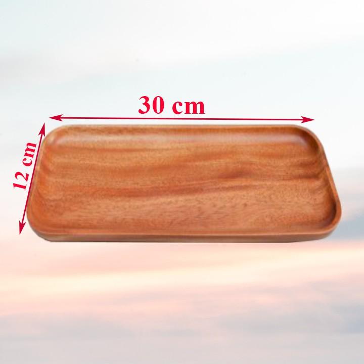Khay gỗ chữ nhật Nhỏ-Kích thước Rộng 12cm x Dài 30cm x Cao 1.5cm