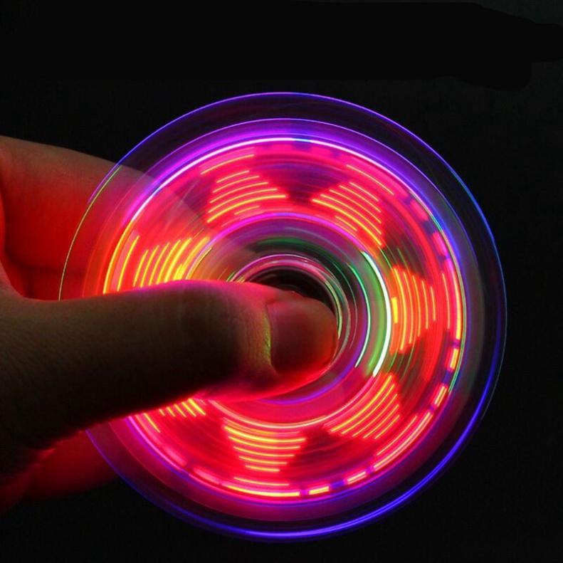 (18 chế độ) Con Quay Đồ Chơi Fidget Spinner Edc Có Đèn Led Phát Sáng Giúp Giảm Stress Trắng Trong Suốt