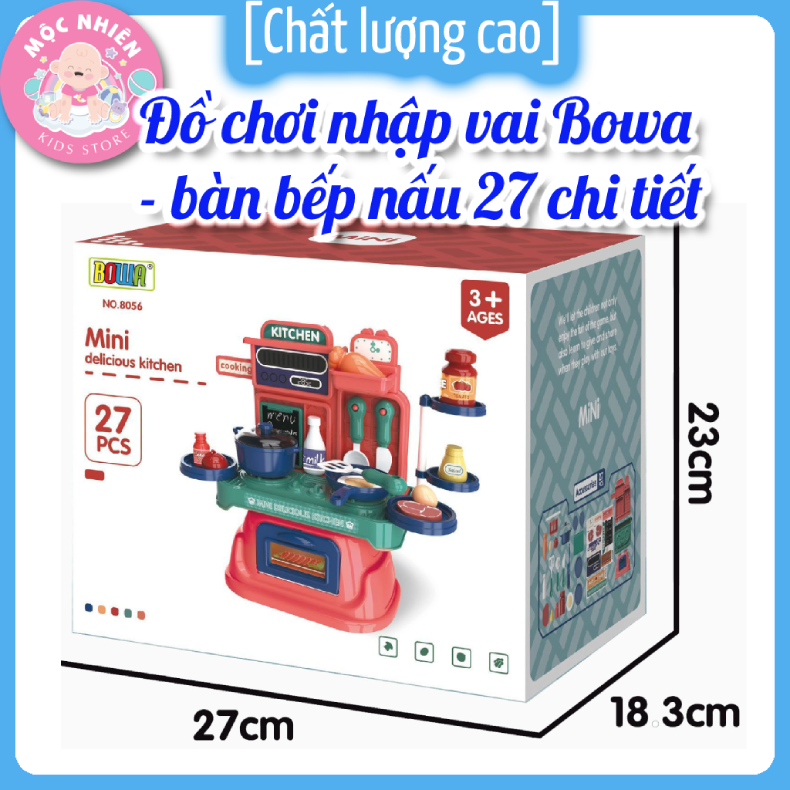 Đồ chơi nhập vai Bowa 8056 - Bàn nhà bếp 27 chi tiết dành cho bé gái, bé trai trên 2 tuổi