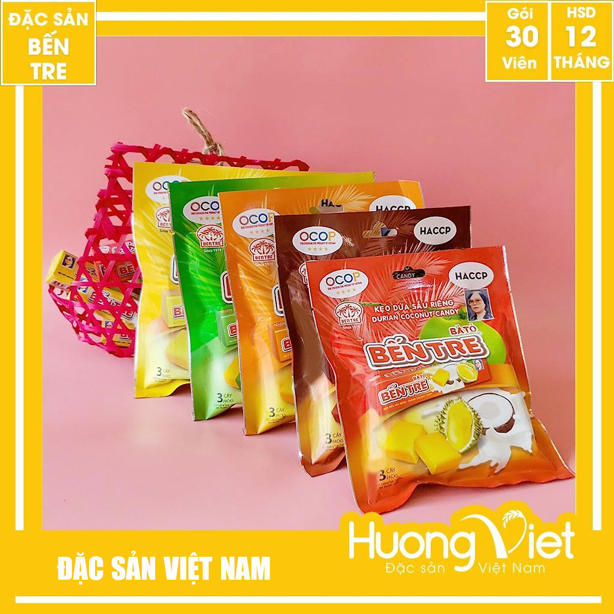 Kẹo dừa Bến Tre cao cấp gia truyền thương hiệu HAI TỎ 150g