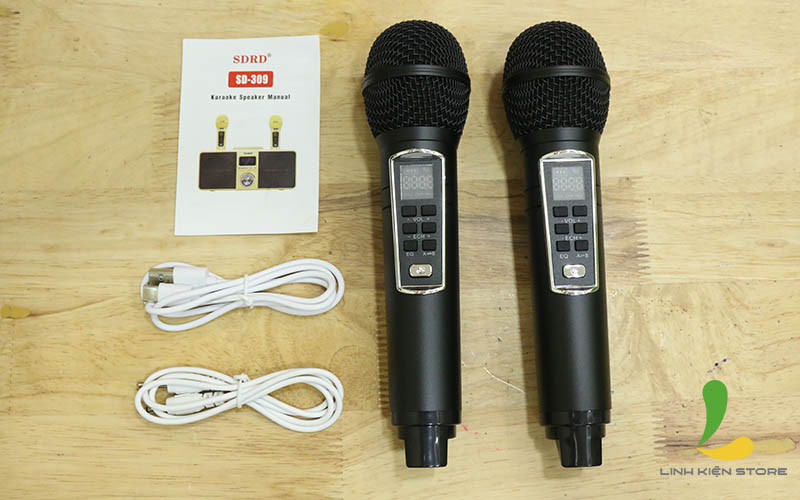 Loa Bluetooth Karaoke SD309 - Loa xách tay mini làm từ nhựa ABS kèm micro không dây xịn hát karaoke liên tục 5 giờ