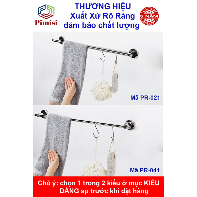 Giá treo khăn tắm dán tường Pimisi inox 304 dùng để treo quần áo - vắt khăn trong nhà vệ sinh - phụ kiện - đồ dùng gia đình dán bằng keo không khoan | hàng chính hãng