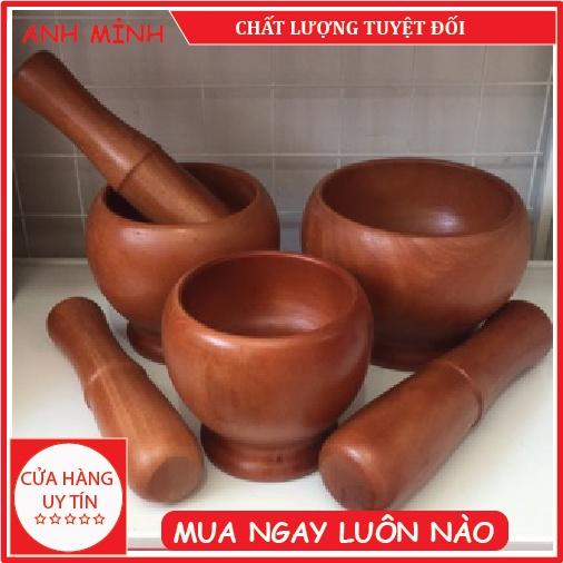 Bộ chày giã cối gỗ cao cấp Bộ chày cối gỗ hình lu tiện dụng trong nhà bếp cao cấp cỡ lớn
