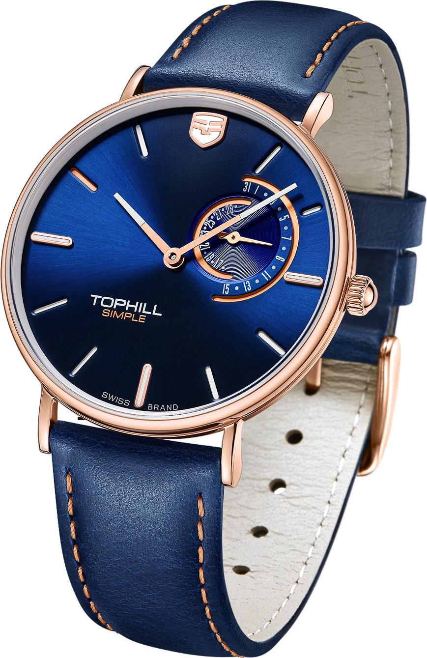 Đồng hồ nam dây da cổ điển thương hiệu Thụy Sĩ TOPHILL TS016G.PL3352