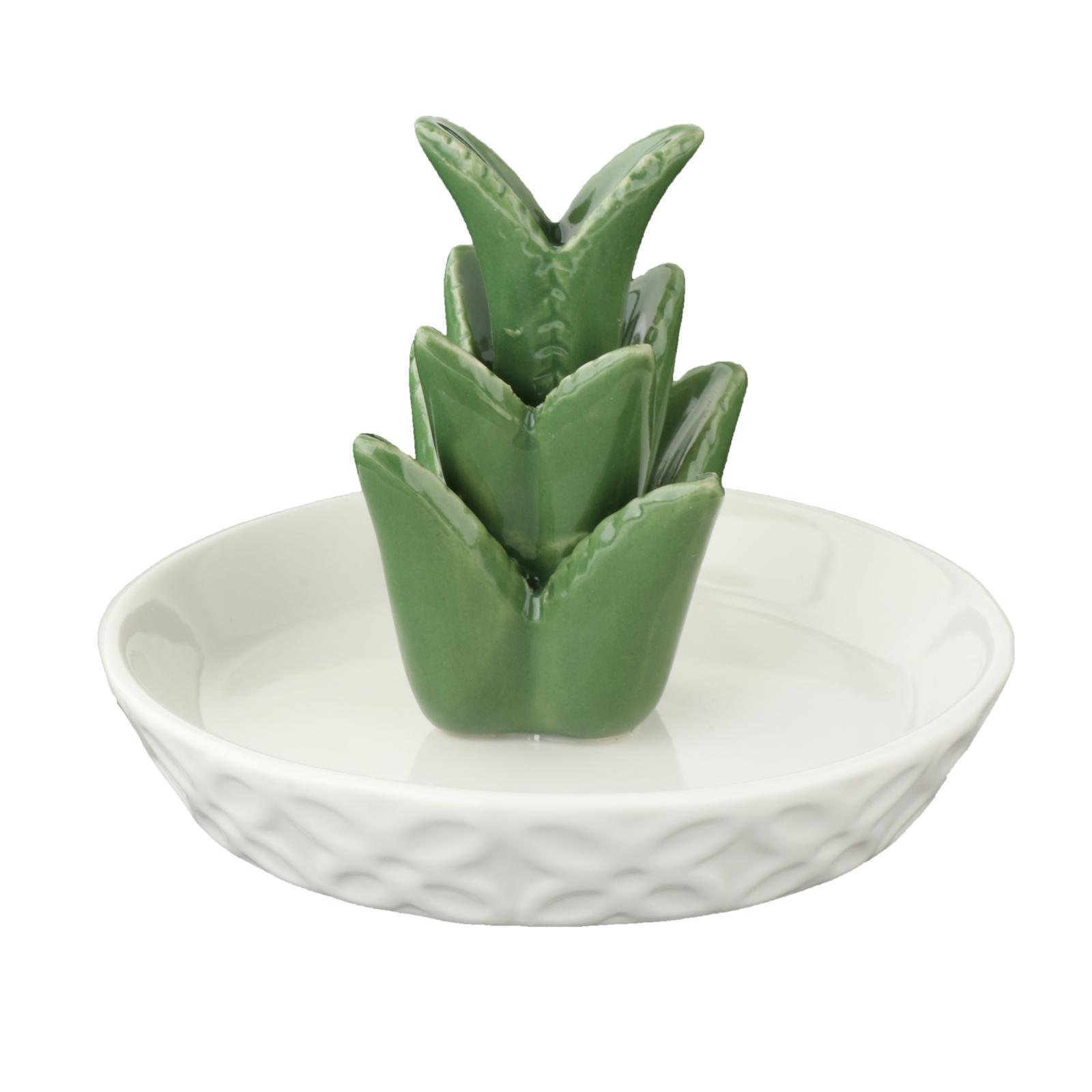 Ceramic Aloe Jewelry Holder Tray Earrings Organizer Decor Gift
