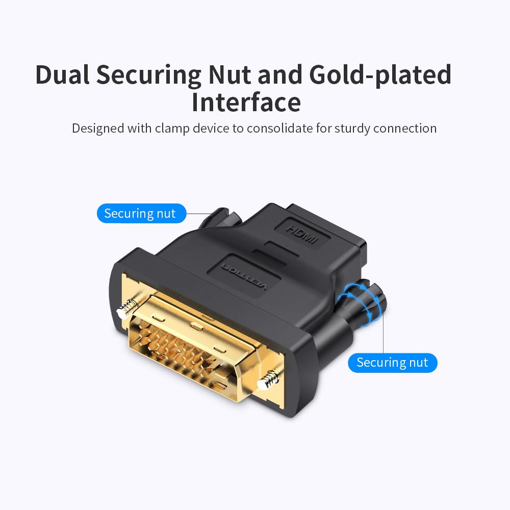 VENTION DVI to HD Adapter DVI Male to HD Female Converter DVI24+1/DVI-D to HD 1080P Bi-directional Switch for TV