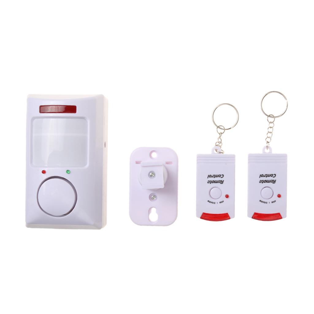 IR Motion Sensor Alarm Intruder Detector with 2 Wireless Remote Controller