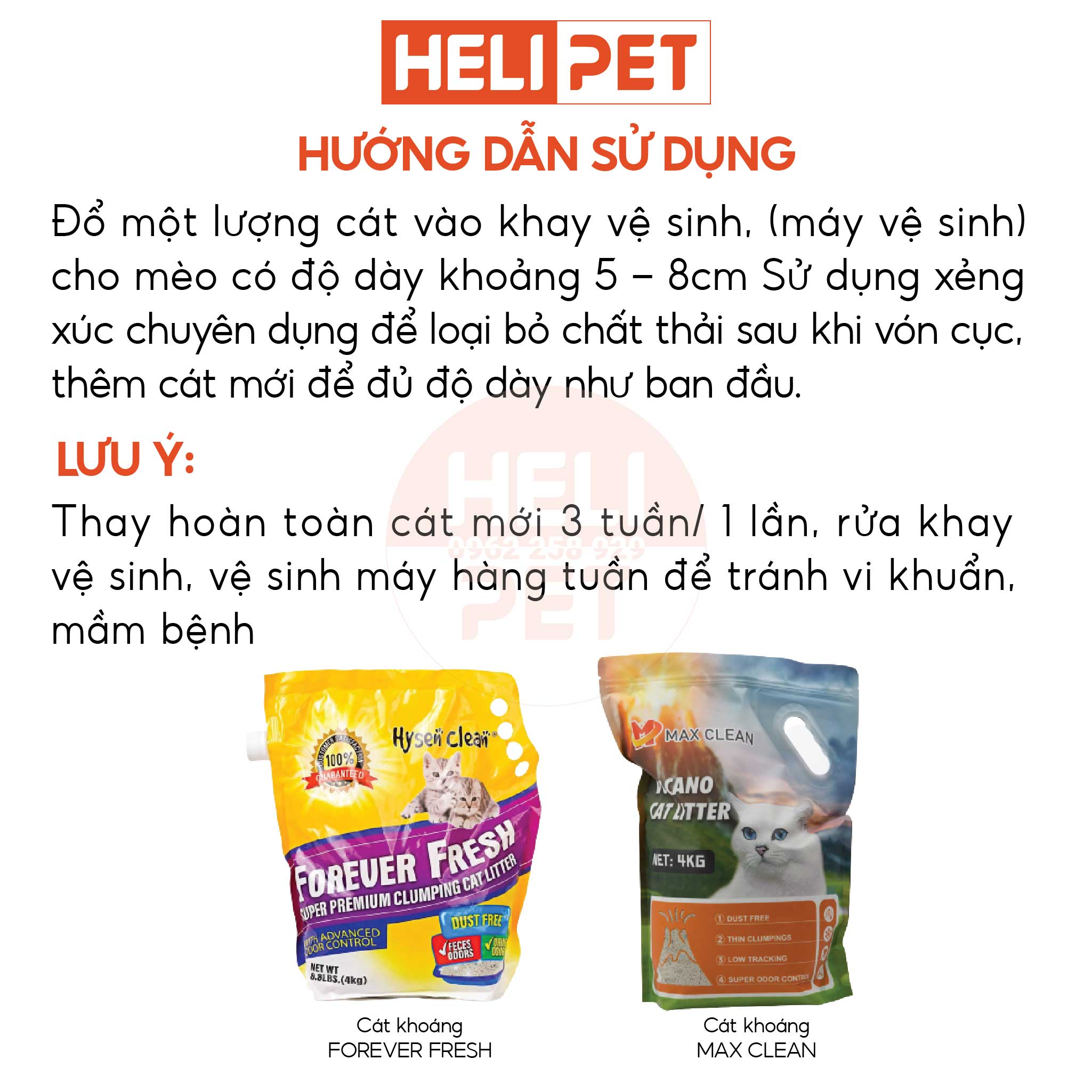 Cát Vệ Sinh Cao Cấp Cát Khoáng Dùng Cho Khay Vệ Sinh, Máy Vệ Sinh Cho Mèo 4Kg Siêu Vón Siêu Ít Bụi- HeLiPet