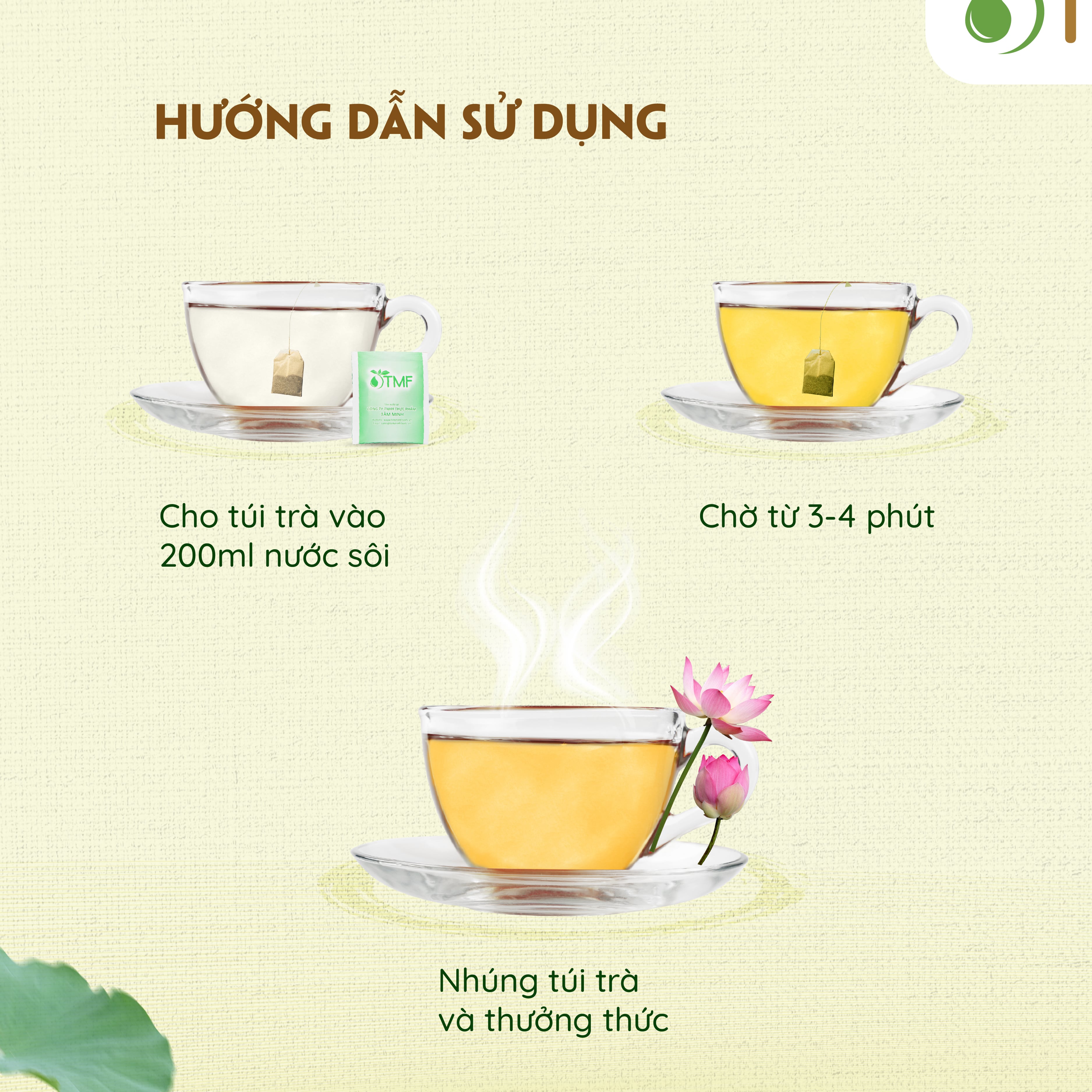 Trà lá sen túi lọc TÂM MINH FOODS hạ mỡ máu giảm cân ngủ ngon hộp 20 gói