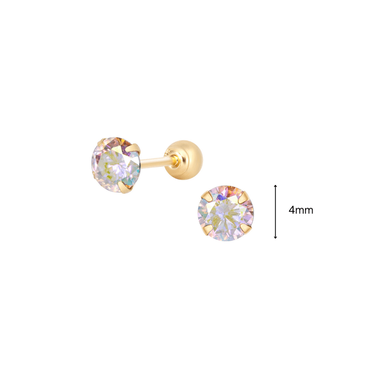 Khuyên Tai Vàng 14KY White Aurora CZ (V0187) - MOON Jewelry