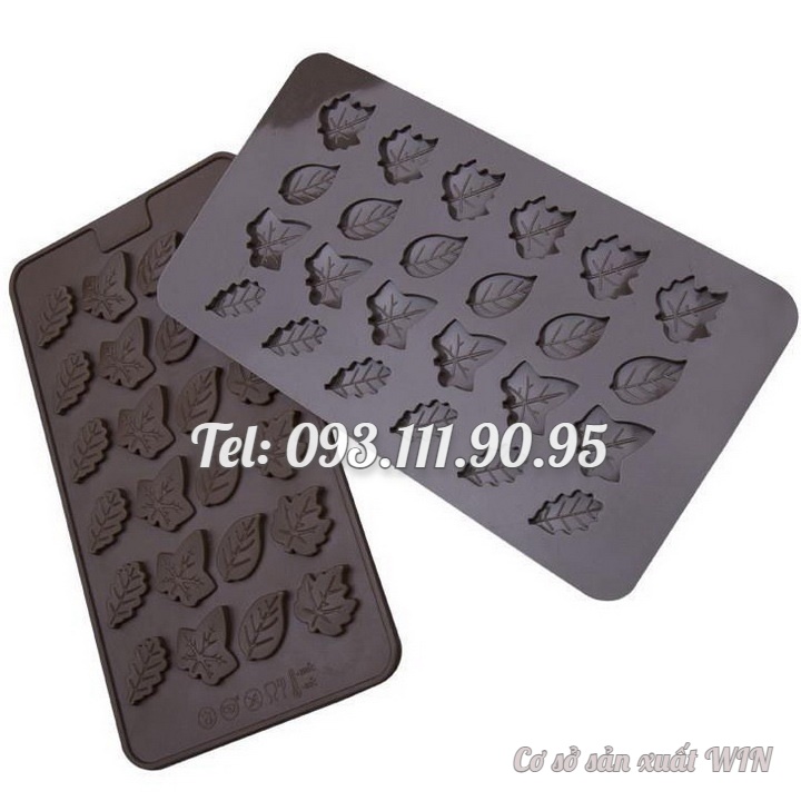 Khuôn silicon làm rau câu, socola, kẹo dẻo 24 chiếc lá hoa hồng – Mã số 1448