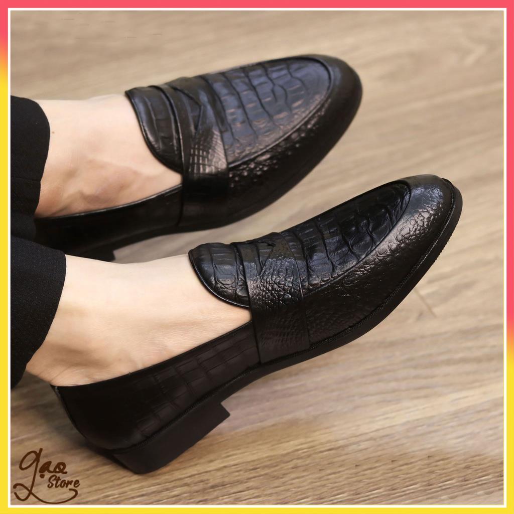 Giày Lười Nam Dập Vân Cá Sấu đế khâu bền bỉ _ mã x091