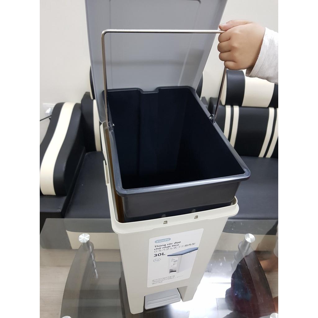 Thùng rác đạp chữ nhật Hiro 30L - Chính hãng INOCHI