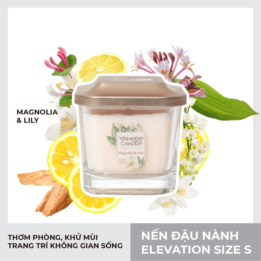 Nến ly vuông Elevation - Yankee Candle - Magnolia &amp; Lily - Size S