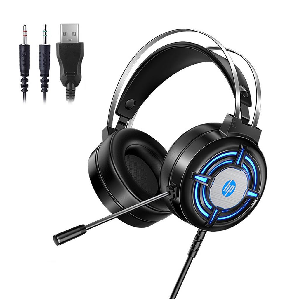 【ky】HP-H120G Wired Headphone 4D Stereo Sound Noise Reduction Breathable 3.5mm USB HiFi Headset for Playing Games