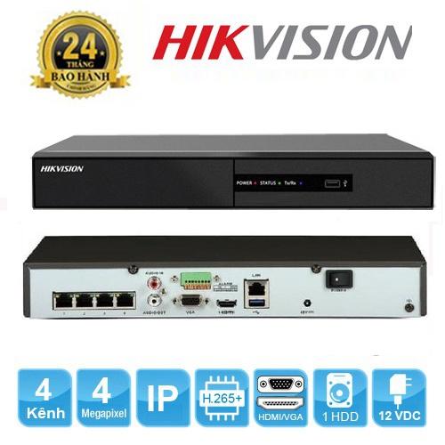 Đầu ghi hình IP 4 kênh-8 kênh-16 kênh Hikvision(vỏ nhựa).chuẩn nén H.265+, độ phân giải 4Mp,cổng PoE chuẩn 802.3af/at- Hàng Chính Hãng