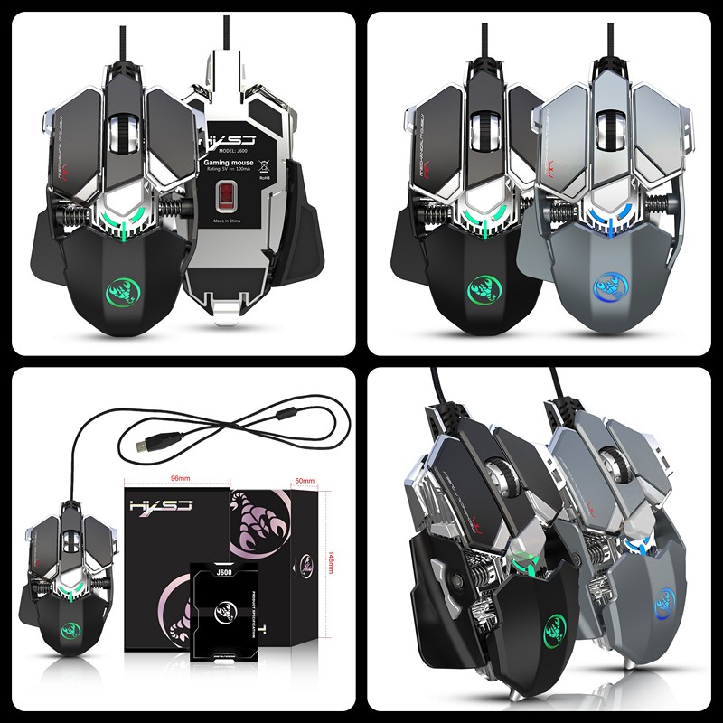 Chuột cơ gaming led RGB 6400DPI - J600 mechanical Gaming mouse