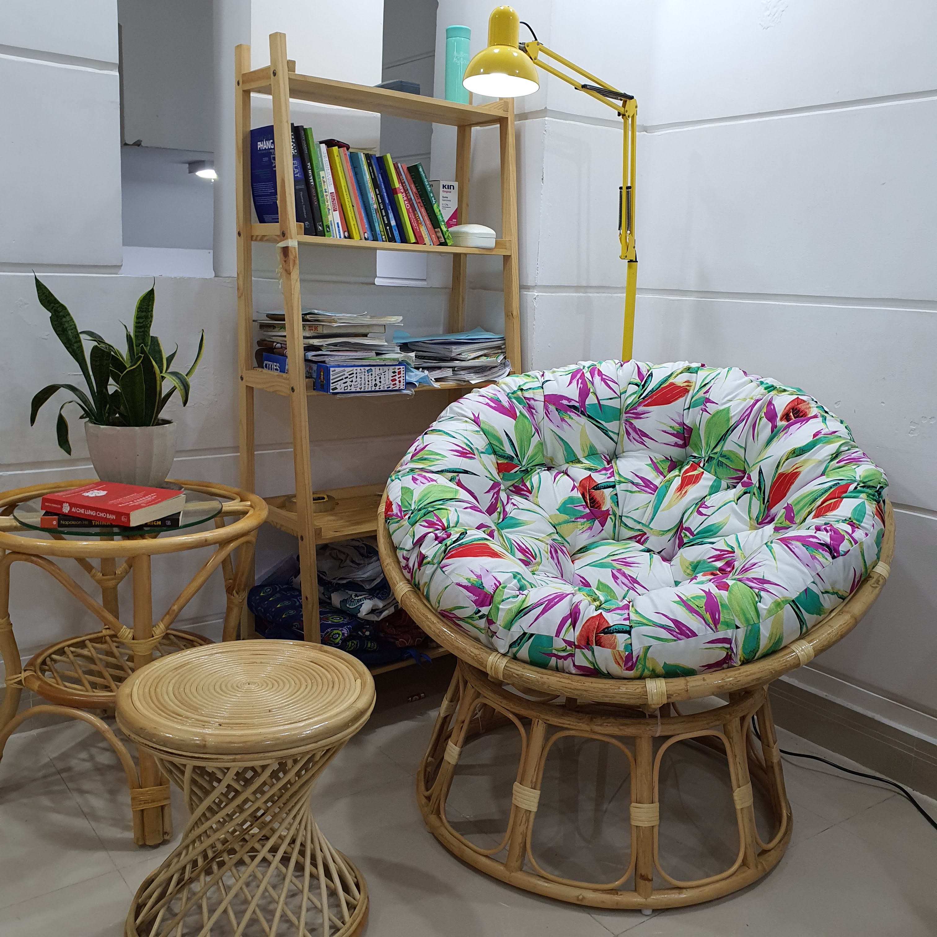 Ghế thư giãn papasan hoạ tiết hoa lá